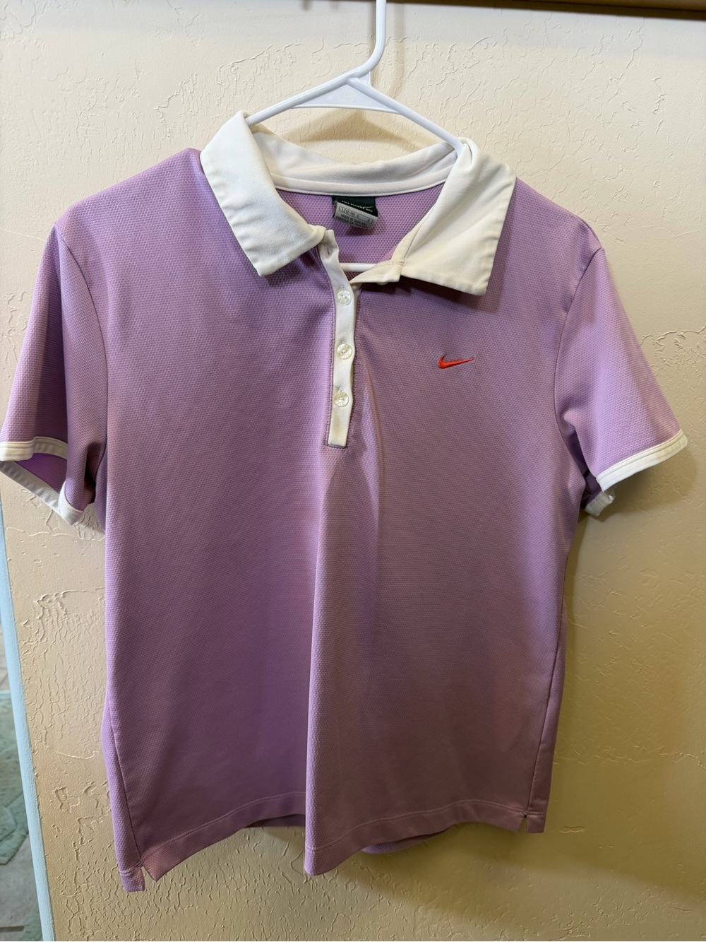 Nike Sphere Dry Women’s Golf Polo Shirt Lavender Purple White Size L